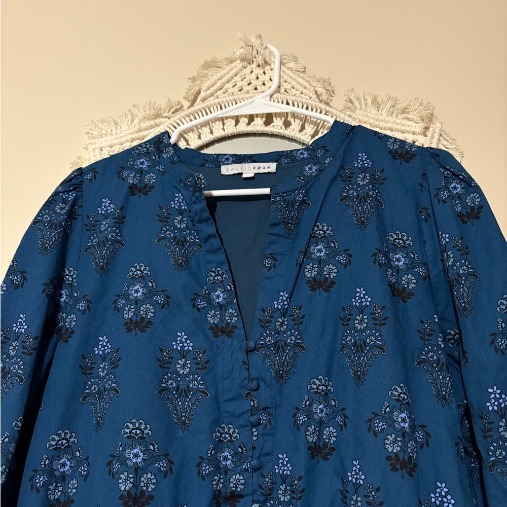 Baltic Born Mira Midi Dress Deep Blue Print - Picture 5 of 5